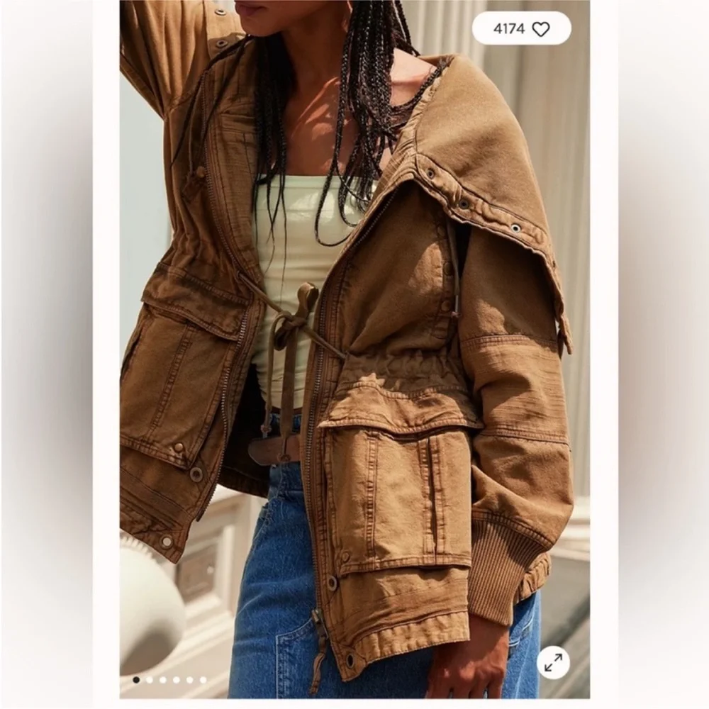 Free People Brown Utility Jacket size M - Picture 6 of 10